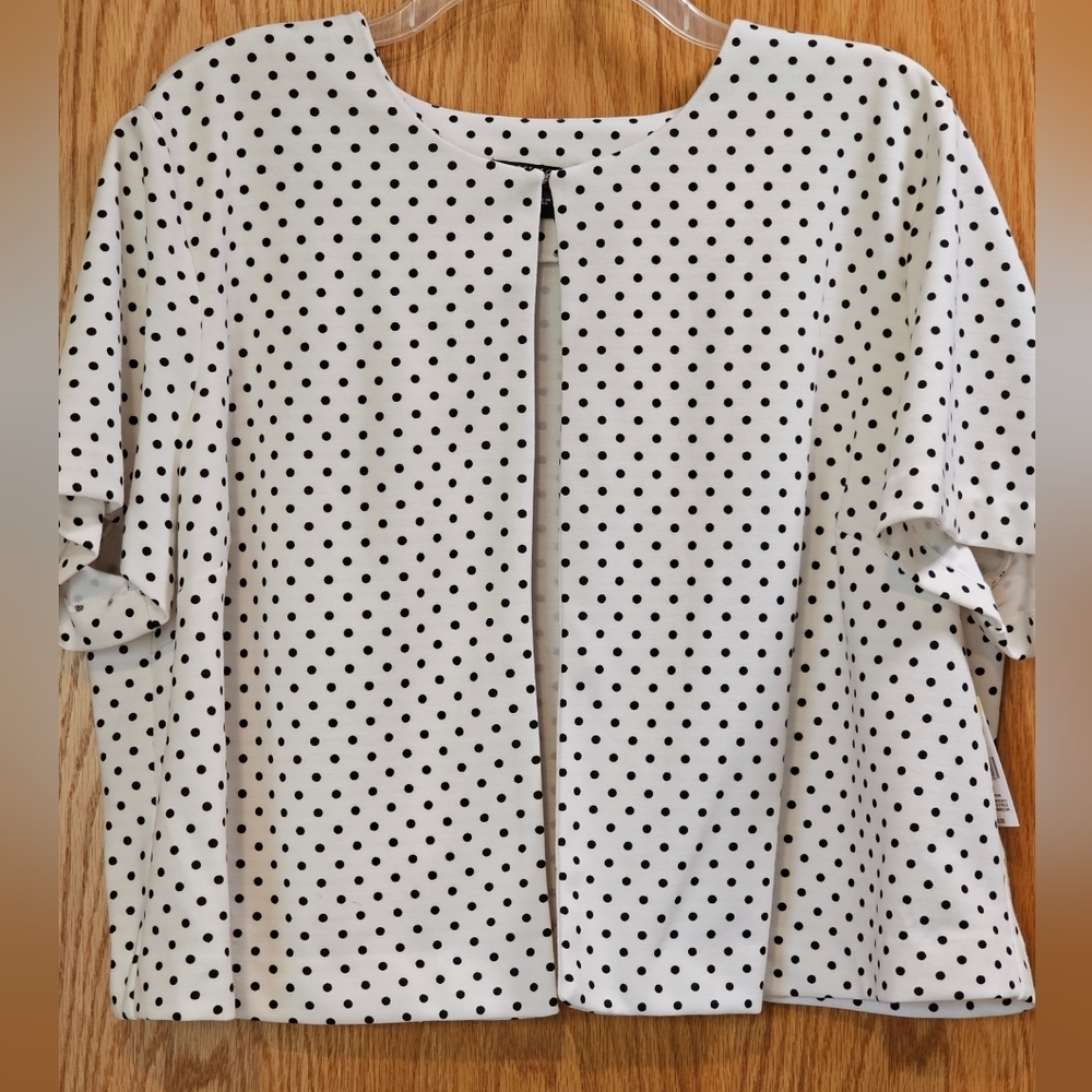 Covington White Polka Dot Open Front Blazer